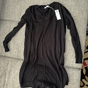 MODODOC Black Long Sleeve Tunic Top/DressSize S Modal Blend Stretch Waffle Knit - Picture 1 of 2