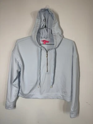 Lilly Pulitzer 1/2 Cremallera Recortada Sudadera Popover Sudadera con Capucha Azul Bebé Talla M DEFECTUOSA Foto 1 de 4