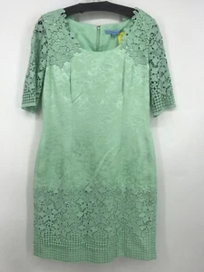 Women's Antonio Melani Dress Mint Green Floral Lace Size 8 Zipper Embroidery EUC - Picture 1 of 2