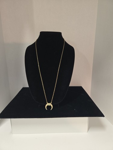 OFF WHITE Jewelmint Catena 30" Tono Oro Bianco Off Parziale Forma Luna Strass Trasparenti