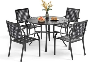 5 Pcs Outdoor Dining Set Patio Round Table Chairs Furniture Set Backyard Garden - Picture 1 of 9