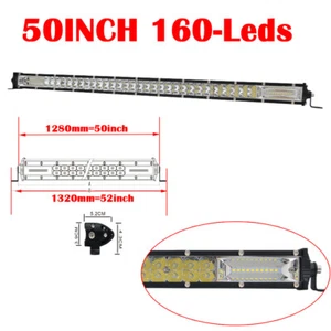 8D 50 inch 480W Slim Led Light Bar Spot Flood Combo Dual Row Truck ATV SUV Boat - Picture 1 of 16