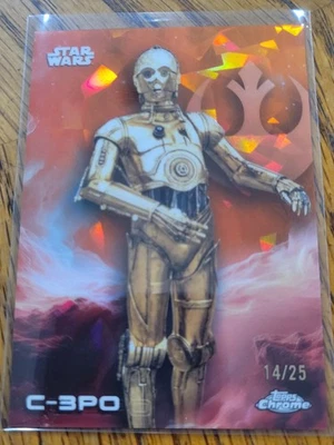 2025 Topps Chrome Sapphire Star Wars C-3PO Orange Refractor 14/25 - Image 1 of 4