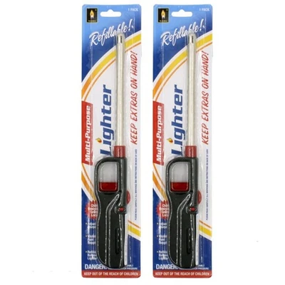 2 Pcs Refillable Multi-purpose BBQ Lighter for Butane BBQ Kitchen Stove Candl
