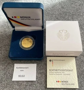 Deutschland 50 € Euro Goldmünze 2025 Prägestätte F Deutsches Handwerk Gesundheit - Bild 1 von 4