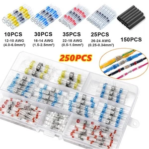 250PCS Waterproof Heat Shrink Solder Sleeve Wire Seal Butt Terminals Connector - Picture 1 of 9