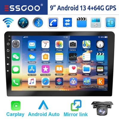 Autoradio 9'' 2 DIN Android 13 4+64G Carplay GPS Navi RDS Bluetooth WIFI USB Kam - Bild 1 von 4