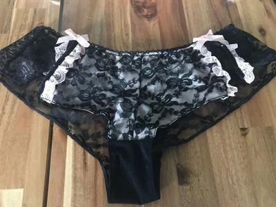 Ann Summers Negro Melocotón Frontal Arcos BRAGUITAS Negro Encaje Reino Unido 8 Foto 1 de 4