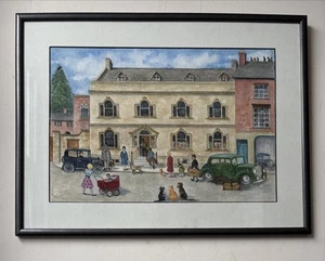 Original Mid Century Modernist Architectural Cityscape Watercolour Painting - Picture 1 of 8