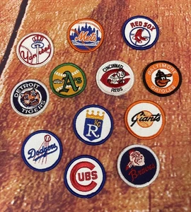 12 Vintage MLB Baseball Team Patches Lot Yankees, Red Sox, Dodgers, Cubs, Mets - Picture 1 of 8