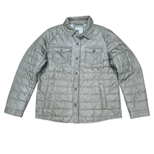 Lucky Brand Mens Quilted Trucker Jacket Size XL Olive Green Zip Snap Collared - Picture 1 of 12