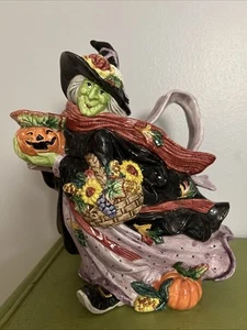 Vtg Halloween Fitz & Floyd Witch Harvest Large Pitcher 1995 Pumpkin 1.5qt 11”H - Picture 1 of 15