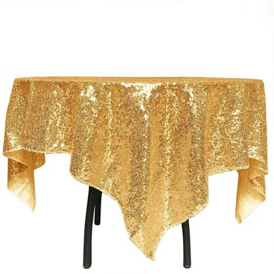 Sequin Tablecloth-Gold Sequin Table Overlay and Sequin Tablecloth/Linen for W... - Image 1 of 4