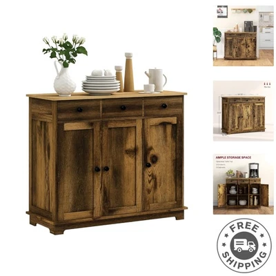 Solid Wood Top Sideboard with 3 Shaker Doors - Elegant Dining Room Storage - Image 1 of 4