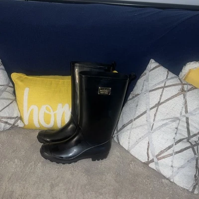 Botas de lluvia altas de goma NICOLE MILLER New York Rainy Day (negras) para mujer talla 9 Foto 1 de 4