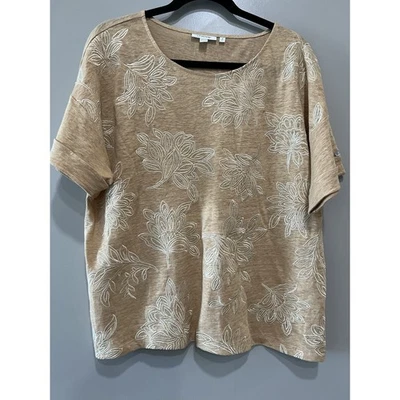 Top informal Boho Chic bordado lino neutro elevado para mujer talla 2 = grande Foto 1 de 4