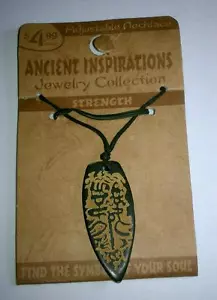 COLLANA TRIBALE LEGNO ADJ ANTICA ISPIRAZIONE SIMBOLO FORTE VOLONTÀ FORZA NUOVA - Foto 1 di 1