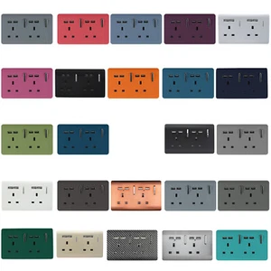 USB Plug Socket 2 Gang 13 Amp Screwless Designer Decorative Modern Trendi Switch - Picture 1 of 25