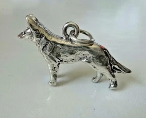 Dije de plata esterlina 5 gramos pesado 3D 16x28 mm pastor alemán perro - Imagen 1 de 4