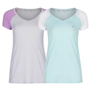 Mujer Manga Corta Deportes Gimnasio Top Nuevo Cuello en V Fitness Correr Camisa Con Elástico - Imagen 1 de 15