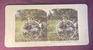 Stereo Card “ 24. How De Devil Do Dey Make A Bicycle”. Black History Scene - Picture 1 of 2