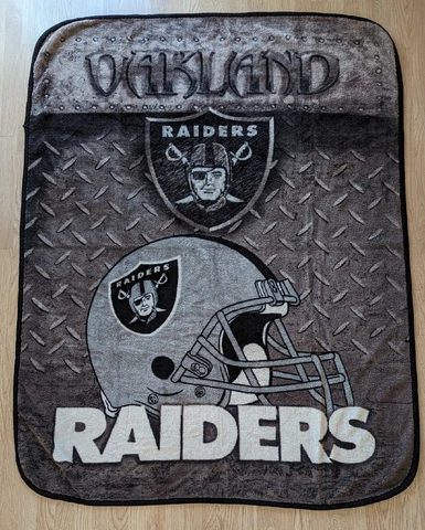 Vintage Oakland Raiders NFL Fleece Throw Blanket 60 x 75 Las Vegas Raiders Cover