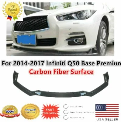For 2014-2017 Infiniti Q50 Base Premium Front Bumper Lip Spoiler Carbon Fiber - Image 1 of 4