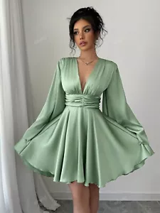 Women's Elegant Long Sleeve Fit & Flare Mini Dress ✨👗 - Picture 1 of 19