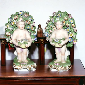 Antique Putto Putti Cherub Pair Continental Samson Bocage France Red Anchor Mark - Picture 1 of 7