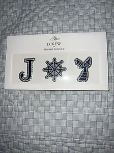 Nuevos parches adhesivos J Crew JOY 3 palo sobre tema náutico azul/plateado brillante. - Imagen 1 de 10