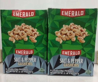 2 Pack Emerald Nuts Salt and Pepper Seasoned Cashews 8 Ct 2.5oz each exp 07/25+ - Image 1 of 3