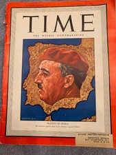 Vintage Time Magazine October 18, 1943 Franco of Iberia