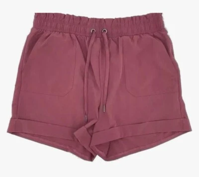Danskin Ladies' Paperbag Short Size XL Color Reddish Purple, Pockets, 4” Inseam. - Image 1 of 4