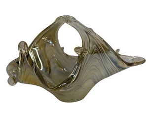 Murano Lavorazione Italian Hand-Made Art Glass Sculpture Napkin Letter Basket - Picture 1 of 12