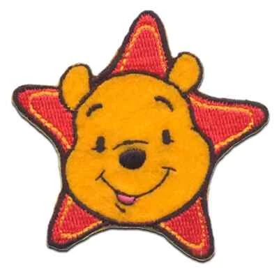 Disney Winnie The Pooh Iron-On Patch: Pooh's Head in Red Star w/Tongue Out Ship - Image 1 of 4