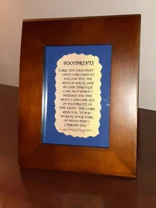 Sparkling Inspirational 8" x 10" Wood Tabletop Art Footprints God Love Friends - Picture 1 of 3