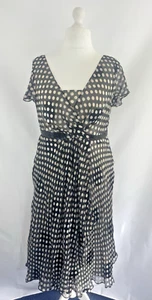 NEW Fenn Wright Manson Dress Size 18 Silk Spotty polka dot black white - Picture 1 of 11
