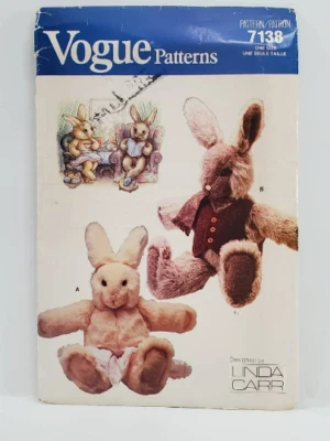 Vogue Patterns 7138 Uncut Factory Folded Stuffed Boy and Girl Bunny - Image 1 of 3