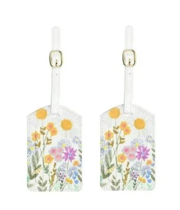 Set of 2 Floral Design Luggage Tags - Picture 1 of 3
