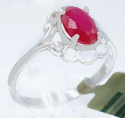 GENUINE 1.84 Cts RUBY RING 10k WHITE GOLD - Free Appraisal Service - NWT - Image 1 of 4