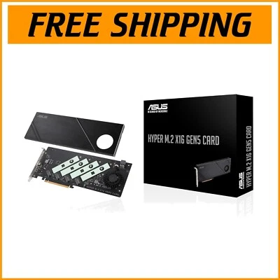 Hyper M.2 x16 Gen5 PCIe Card - Supports 4x NVMe Drives with Thermal Management - Image 1 of 4