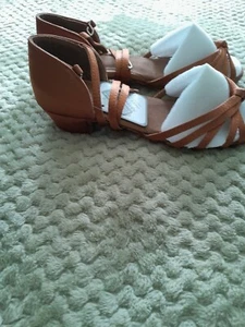 Bronze Satin Ballroom/Latin Low Heeled Dance Shoes/Sandals 38/5 - Picture 1 of 5