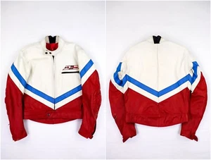 Dainese Speed Leather Vintage 70-80s White/Red Leather Biker Jacket Size XS-S - Picture 1 of 17