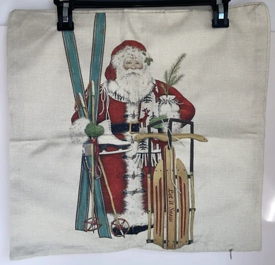 "Funda de almohada de Navidad Santa esquís trineo decoración del hogar de vacaciones 17x17,5""" Foto 1 de 4