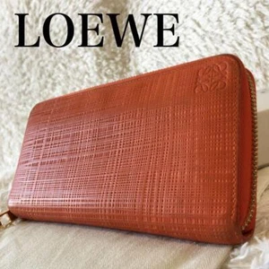Loeve Wallet Linen Anagram Round Orange Ladies Designer Luxury Leather Limited E - Picture 1 of 10