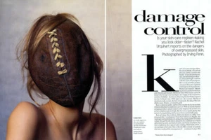 Irving Penn 2002 plan de juego control de daños fútbol americano 4 páginas editorial revista - Imagen 1 de 2