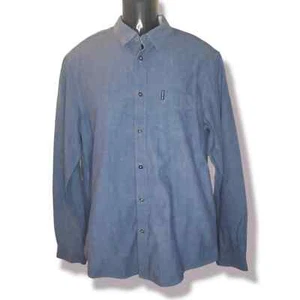 BEN SHERMAN Men's Long Sleeve Blue Thick Flannel Style Cotton Button Up sz L - Picture 1 of 7