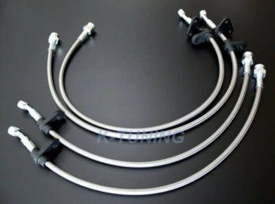 LINHA DE FREIO DIANTEIRO E TRASEIRO DE AÇO INOXIDÁVEL AJUSTE HONDA 92-95 CIVIC EG SI DEL SOL 4 PEÇAS - Imagem 1 de 4