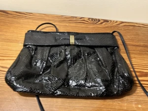 Vintage J Renee Snake Skin Clutch Handbag Purse Shoulder Bag Convertible 1980's - Picture 1 of 3