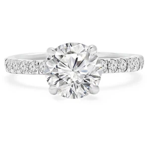 2.09 CT Round I1 G Diamond Pave Engagement Ring 14K White Gold - Picture 1 of 5